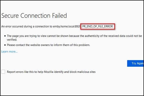 PR_END_OF_FILE_ERROR SSL TLS Hatası
